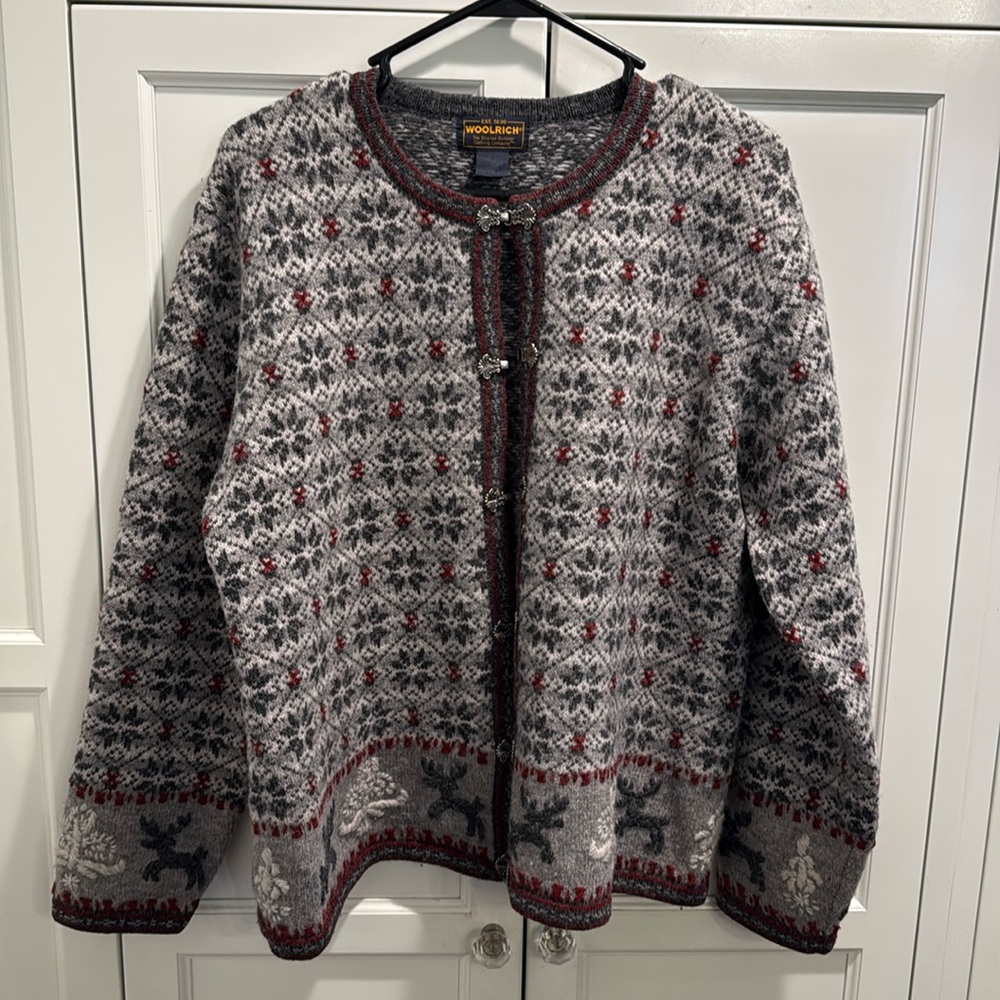 Woolrich Nordic Fair Isle Metal Clasp Cardigan
